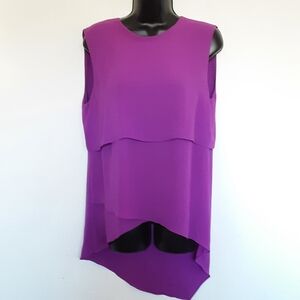 BCBGMaxAzria Tiered Asymmetrical Purple Tunic Top